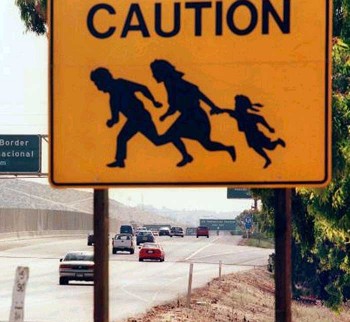 Illegal Immigration Border Crossing Sign