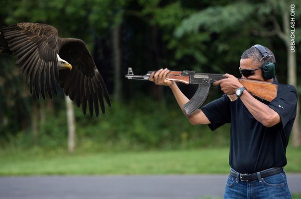 Anti-American Obama shoots Bald Eagle with AK47