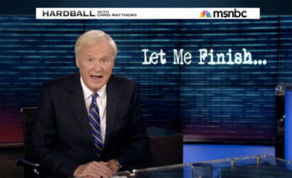 MSNBC Stooge Host Chris “Thrills Up My Leg" Matthews May Climax While Interviewing Obama - Ready With Handy-Wipes
