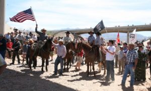 Cliven Bundy supporters were unarmed, and peacefully exorcizing their 1st amendment rights that the Government Terrorists are trying to deny them.