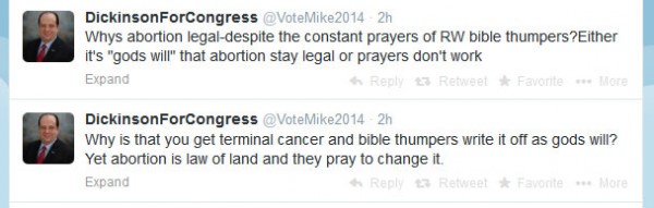 tweets from the psychotic liberal piece of shit, Mike Dickinson