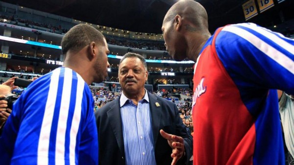 Sleazeball Race Huckster Jessie Jackson Slimes His Way Onto Basketball Court Before Clippers Game