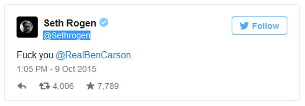 Seth Rogen Attacks GOP Presidential Candidate Ben Carson - “Steve Jobs” Dies Again Spectacularly In Opening Weekend