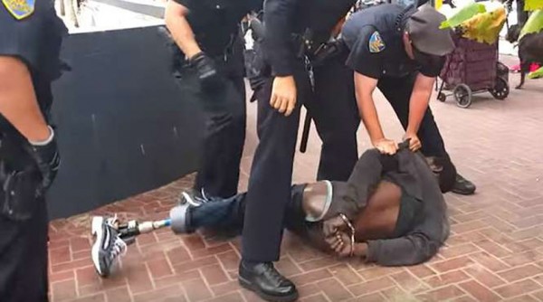 San Francisco Police Harass One Legged Homeless Man