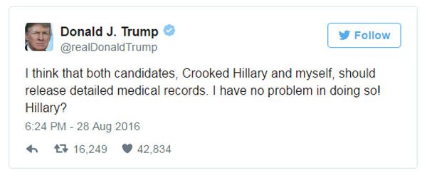 Trump-American-People-Demand-Crooked-Hillary-Release-Full-Medical-Records-tweet
