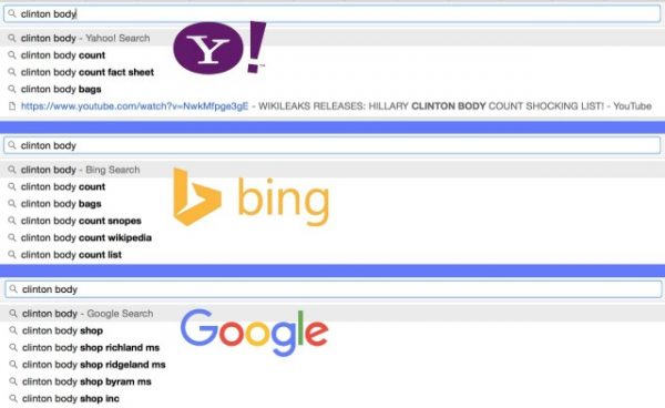Corrupt & Untrustworthy Google Again Hides Damning Clinton Searches - This Time Hiding "Clinton Body Count" Suggestions