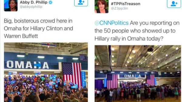 Corrupt Media Highly Exaggerates Size of Crowd At Clinton/Buffett Rally With Misleading Tweet