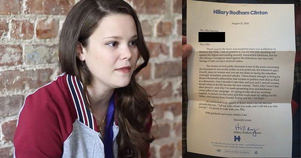 Stupid Feminist Skank Ella Dawson Receives Thank You From Hillary For Being Herpes Infected Slut