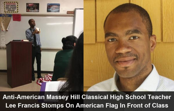 America Hating Massey Hill Classical High School History "Teacher" Lee Francis Stomps on American Flag In Front of Class