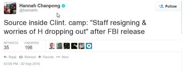 Clinton Camp Source Says Staff Resigning & Hillary May Drop Out of Race Due To FBI Investigations