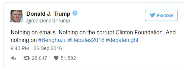 trump-tweet-no-debate-questions-about-clinton-email-scandal-corrupt-clinton-foundation-benghazi