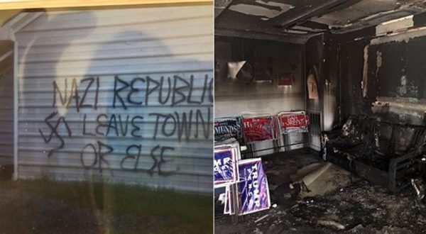 Hillary Clinton's Paid Terror Gestapo Burns Down Donald Trump's North Carolina Republican Headquarters