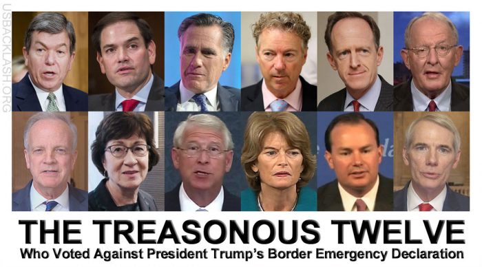 Treasonous 12 Fake Republicans Who Voted Against Wall & National Security Must Be Removed From Office